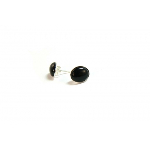 Black Onyx Cabochon and Silver Stud Earrings Black Onyx Cabochon and Silver Stud Earrings